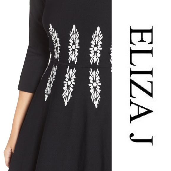 Eliza J Three-Quarter Sleeve Fit & Flare Dress - Picture 3 of 5